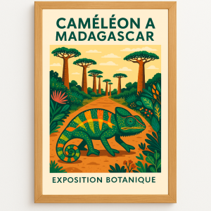 Caméléon à Madagascar – Affiche exotique et éducative