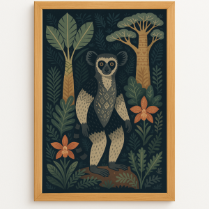 Lémurien noir et blanc – Forêt sacrée de Madagascar