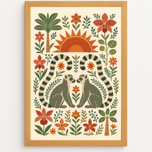 Lémuriens et soleil levant – Symphonie florale de Madagascar