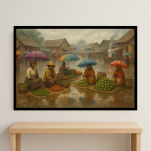 Marché sous la pluie – Vendeuses du Haut-Plateau malgache